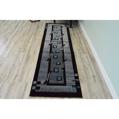 Tapis de zone turquoise abstrait 3d Kennell