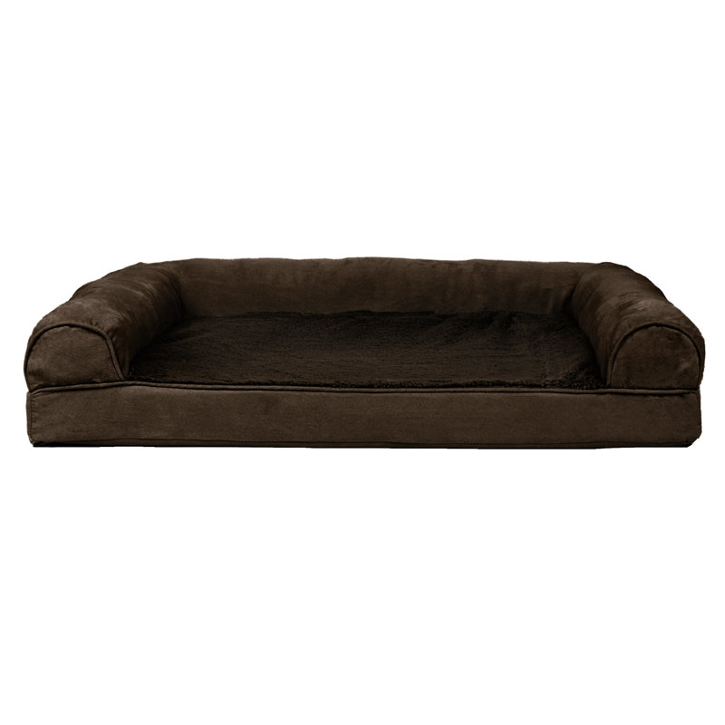 Plush & Suede Memory Foam Sofa Style Pet Bed, Large (36" W x 27" D x 6.5" H), Espresso