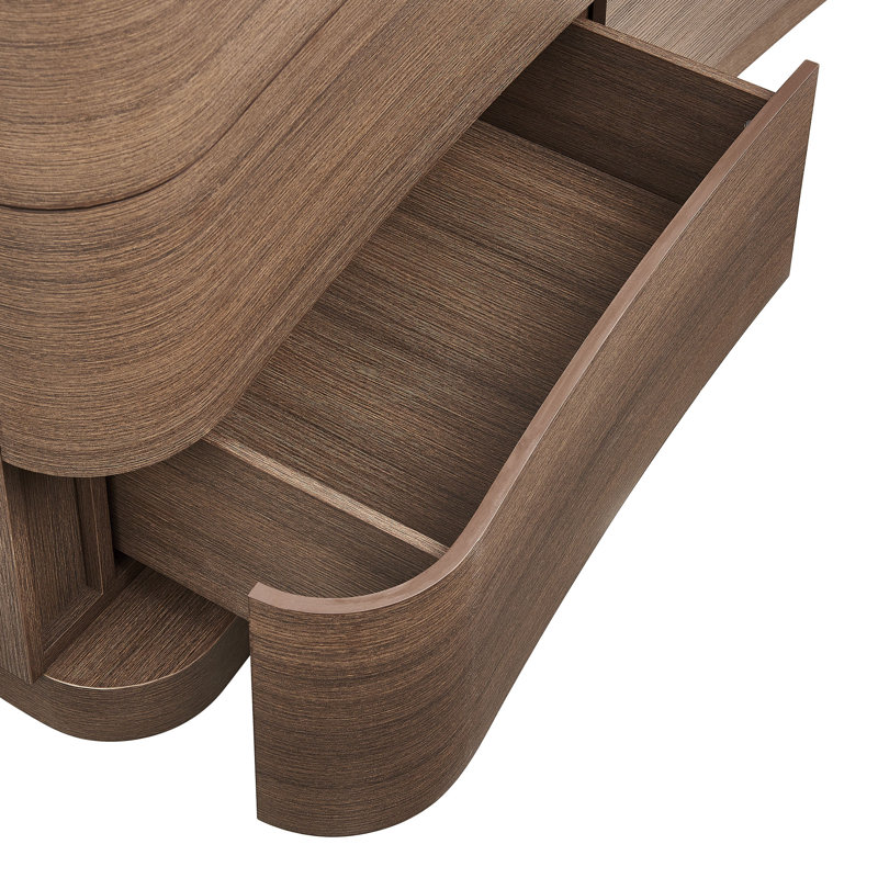 Commode courbée à 6 tiroirs Mirae, Chêne brun brossé