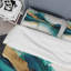 Teal and Gold Abstract Expression II - Ensemble de housse de couette à encre liquide abstraite - Polyester microfibre-1032187023