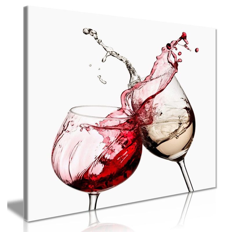 Wine Glasses Kitchen Wall - Wrapped Canvas Print, 20cm H x 31cm W