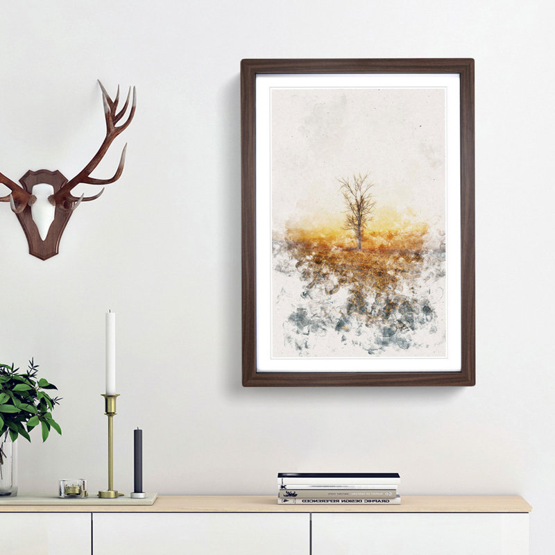 Summer Tree - Picture Frame Graphic Art Print, Walnut Framed, 87cm H x 62cm W x 2cm D