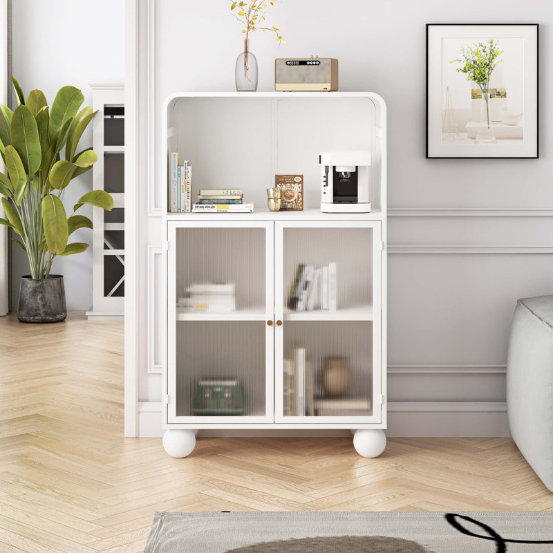 Armoire de rangement pour salle de bain H 45,28 po avec porte vitrée et tablettes