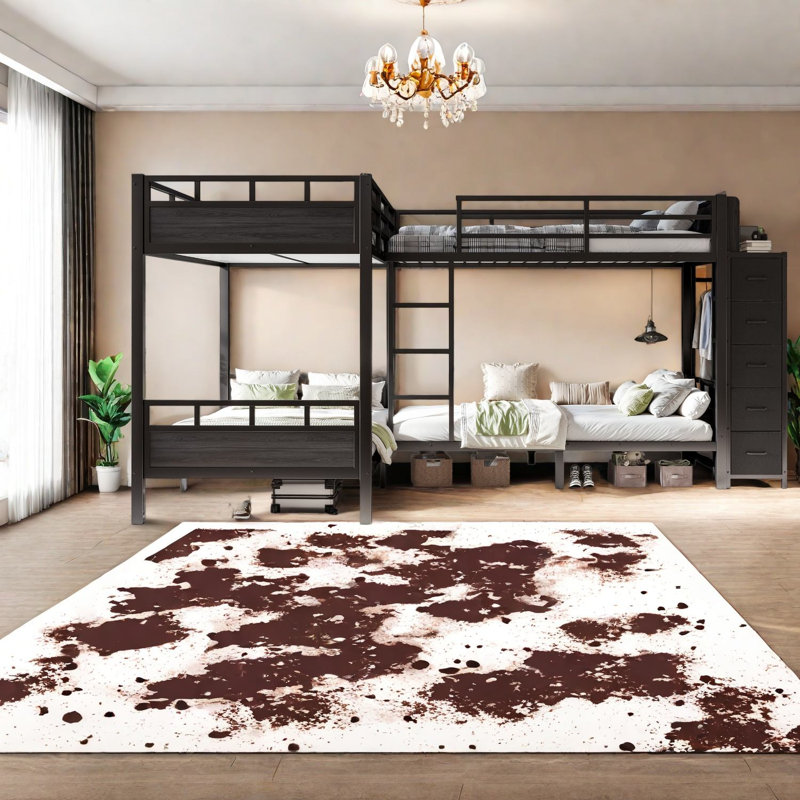 Lits jumeaux quadruples avec rangement, structure en MDF et métal, style moderne et gain d'espace pour la maison