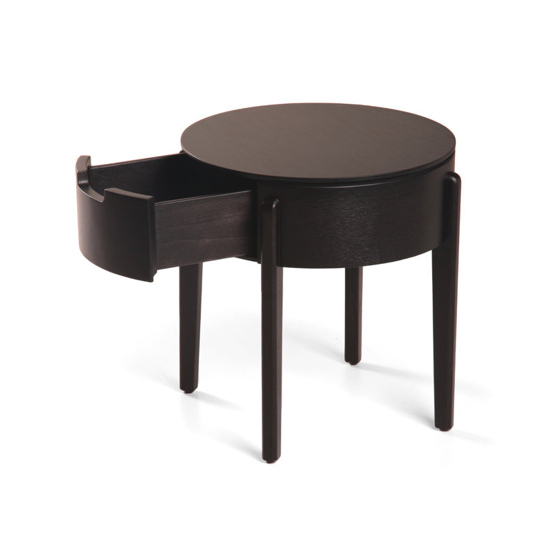 Eti 1 - Drawer Solid Wood Nightstand, Transparent Black