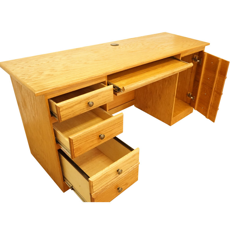 Orin Solid Wood Executive Desk, Medium Light Oak
