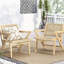 Fauteuils club brun (lot de 2) avec structure en bois - Usage extérieur - Dossier de 2 pouces