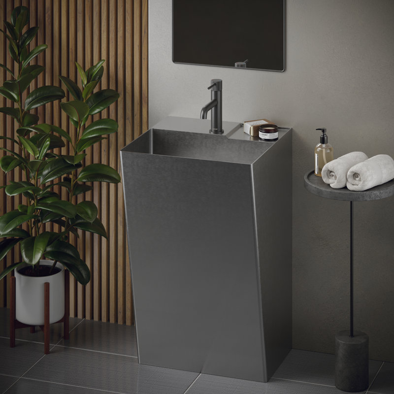 Karran Cinox 16.5'' Stainless Steel Rectangular Bathroom Sink with Overflow, Stainless Steel