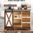 55.5 - Inch Kitchen Island, Drop Leaf, Barn Door, Spice Rack, Lockable Wheels, Dining Room And Island 55.5" With Charging Station, Ample Storage For Organization