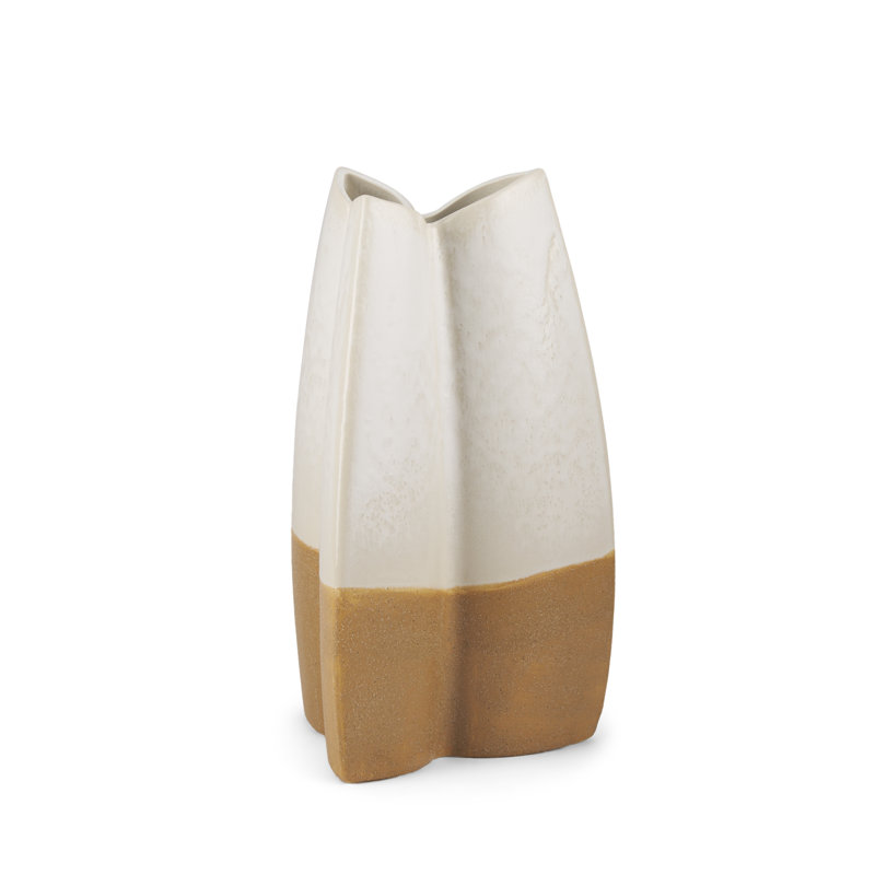 Stearne Off White Textured Vase, 13.5" H x 7.22" W x 7.28" D