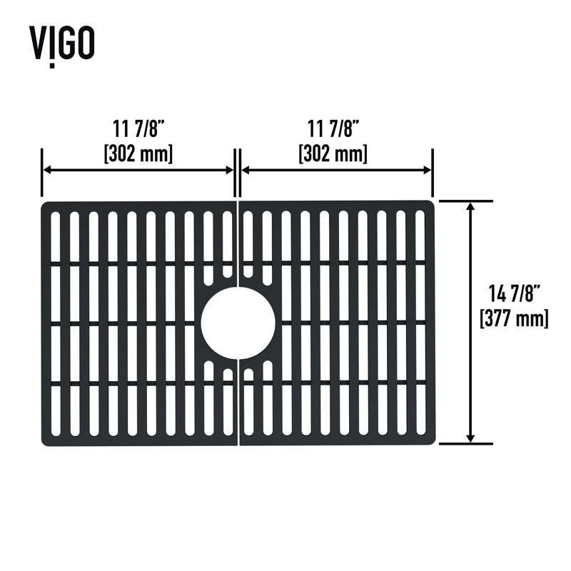 Grille en silicone 23,75 po x 14,875 po en silicone pour évier de cuisine à simple cuve 27 po, Noir mat