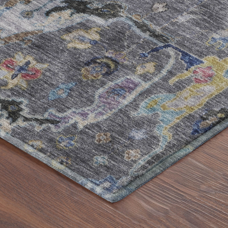 Premium Machine Washable Mayfield AMF2232 Global Rug, 1'8" x 2'6", Gray