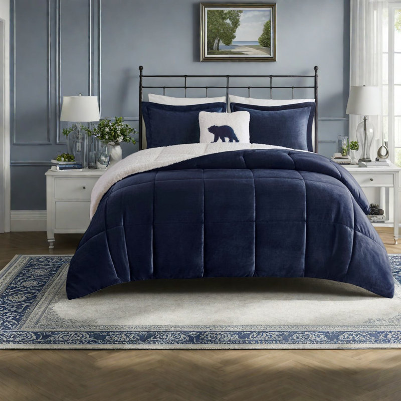 Cozy Bedding Sets King Polyester Plush Sherpa Rustic Home Comfort