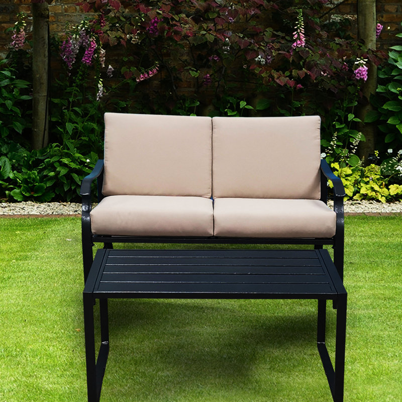 B and Table - Décoration en métal noir pour la décoration intérieure, Coussin beige, structure noire
