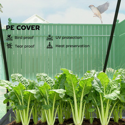 4 x 3 x 1ft Raised Garden Bed with Mini Greenhouse, Galvanized Raised Garden Bed with Cover for Herbs and Vegetables, Small Greenhouse for Patio Garden Balcony, Green and Dark Gray