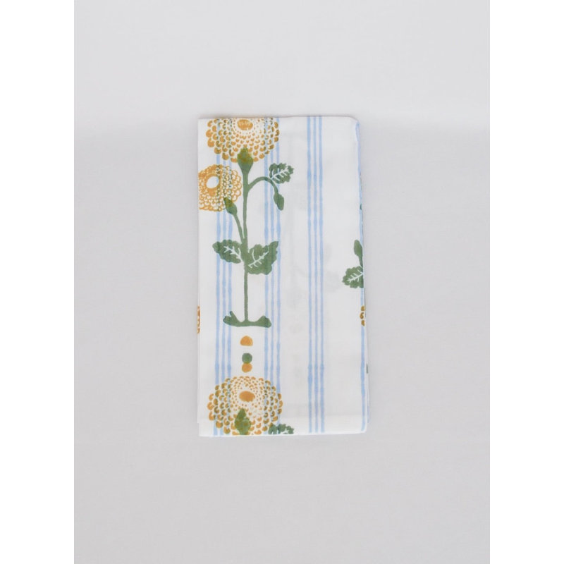 Serviettes S / 4 Organic - Marigold Stripe - Uniforme bleu, Blue/White Floral