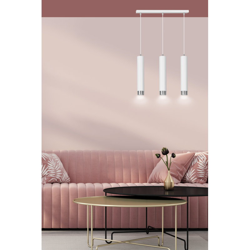 Danbury 3 - Light Kitchen Island Pendant, White, Chrome