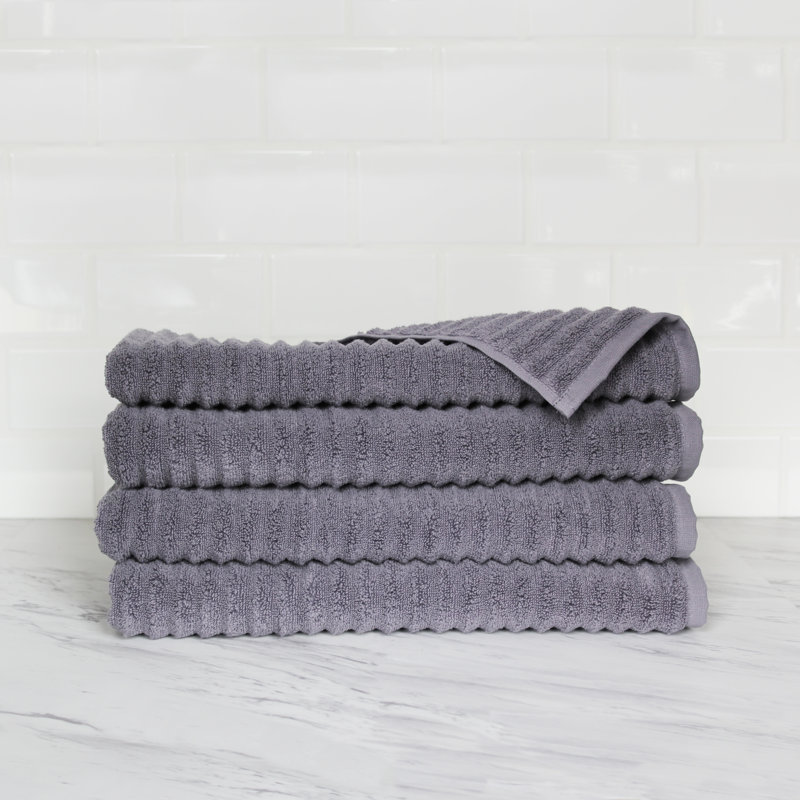 Croslin 100% Cotton Plush Ribbed Hand Towel, Anthrac Gray