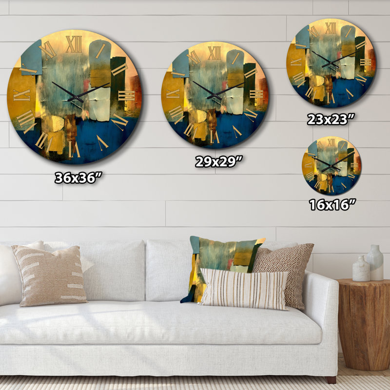 Horloge murale en métal Sunrise Over City, Grand