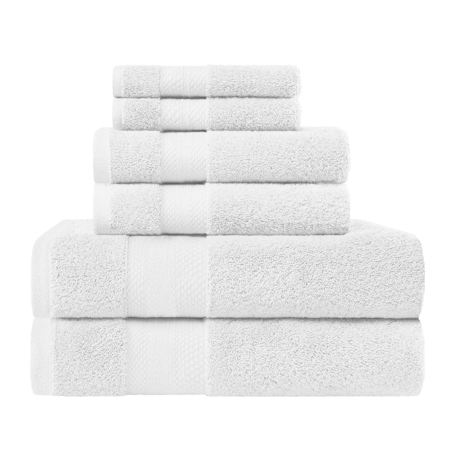 Finnian Ultra-Plush Heavyweight, 100% Turkish Towel Collection, White, 6 Piece Towel Set