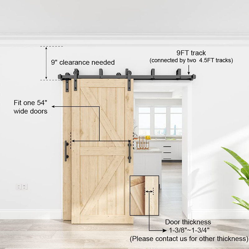 132-Inch Matte Black Double Bypass Barn Door Hardware Kit