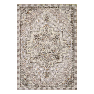 Heriz Checked Mocha Washable Rug