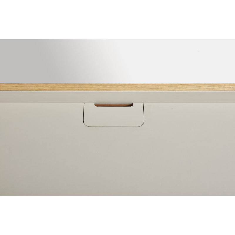 Tabloid Solid Wood Writing Desk, Putty/White Oak