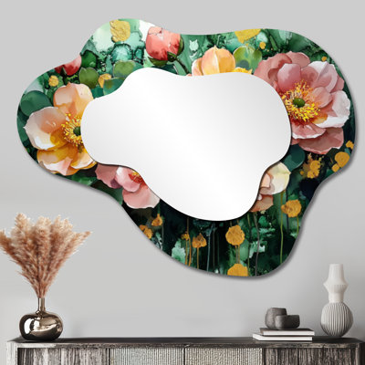 Spring Succulent Bloom In The Arid - succulent miroir mural asymétrique, miroir de coiffeuse traditionnel, imprimé sur métal