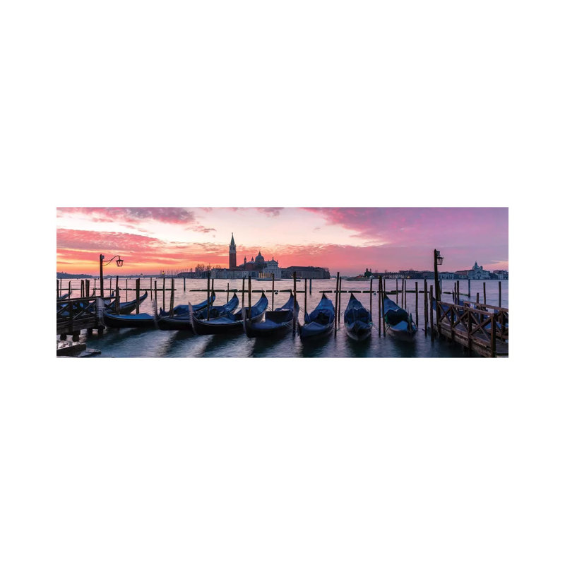 Gondolas, Venice by Matteo Colombo - Wrapped Canvas Panoramic Print, 30.48 cm H x 91.44 cm W x 1.91 cm D