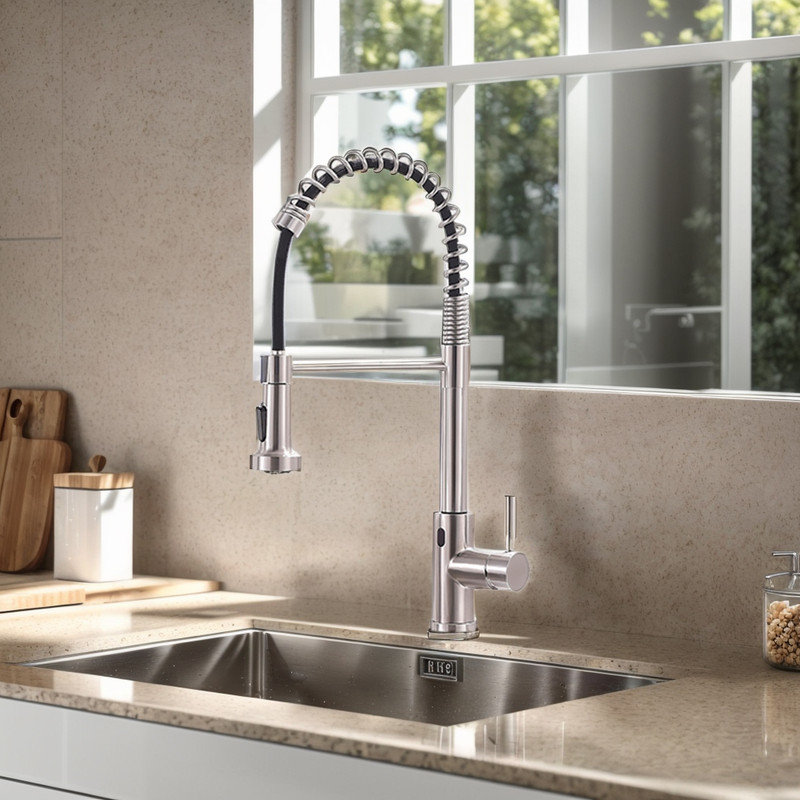 Casa Eclat Pull Down Kitchen Faucet, Brushed Nickel