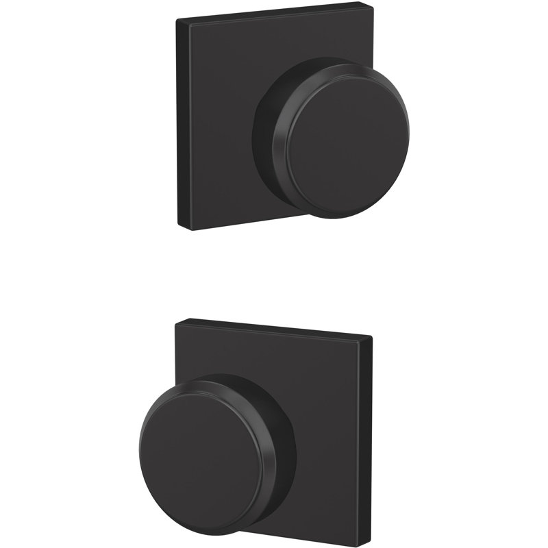 Bowery Double Dummy Knob with Collins Trim, Matte Black