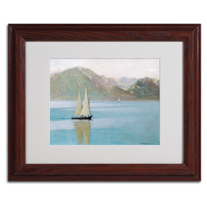 « bateau on lake geneva 1892 » par felix félix, reproduction d’art encadrée, H 11 po x l 14 po x P 0,5 po, Brun