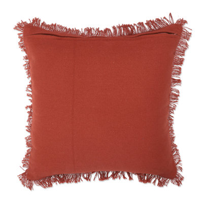 Fringe Cotton Reversible Throw Pillow