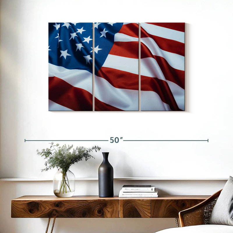Borges Ruffled American Flag, 24" H x 38" W