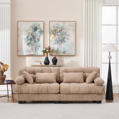Canapé modulaire Cloud Couch, canapé modulaire moderne pour causeuse pour le salon, canapé modulaire à assise profonde avec coussins d'accoudoirs, canapé en flanelle avancée pour la chambre à coucher (4 oreillers)