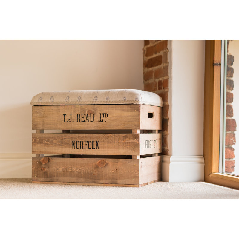 Blue Ridge Solid Wood Accent Stool, Blue/Beige
