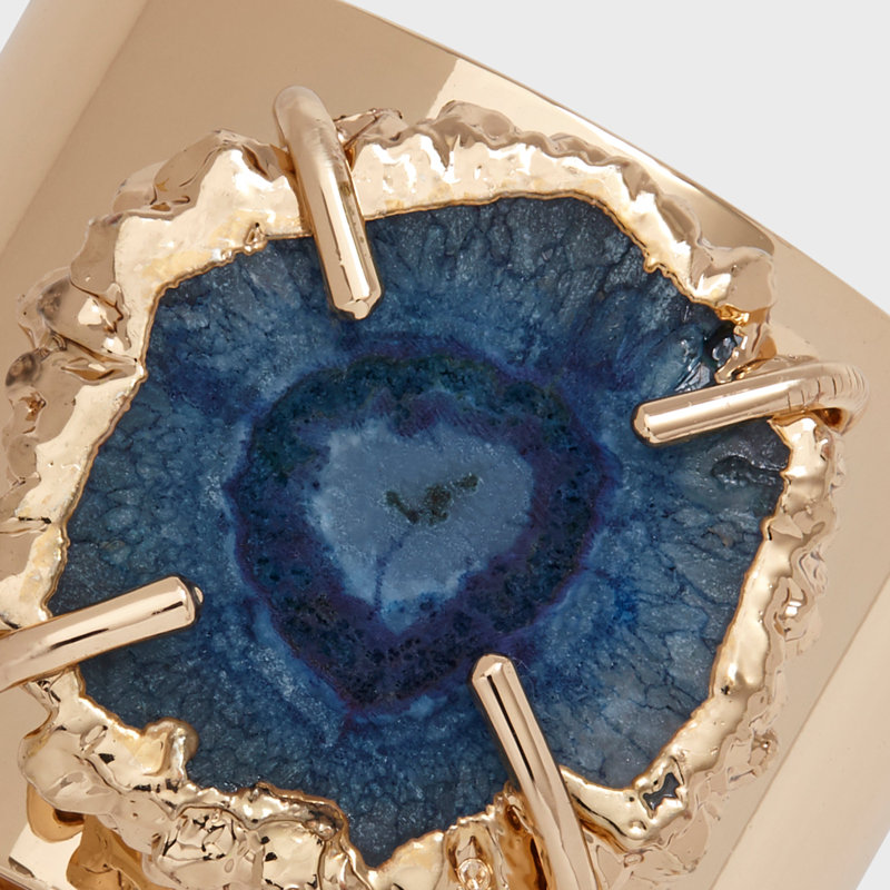 Crystal Quartz Napkin Rings, Shiny Gold/Indigo