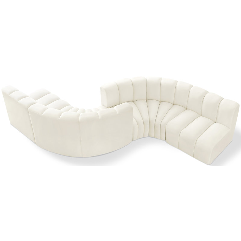 Ivancea Upholstered Curved Sectional Reversible, Cream Velvet