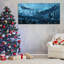 Toile encadrée, décoration de Noël, père Noël au-dessus du village, décoration pour cadeau de Noël, bureau, salle à manger, salon, salle de bain, chambre à coucher, prêt à accrocher, encadré sur toile-592436226