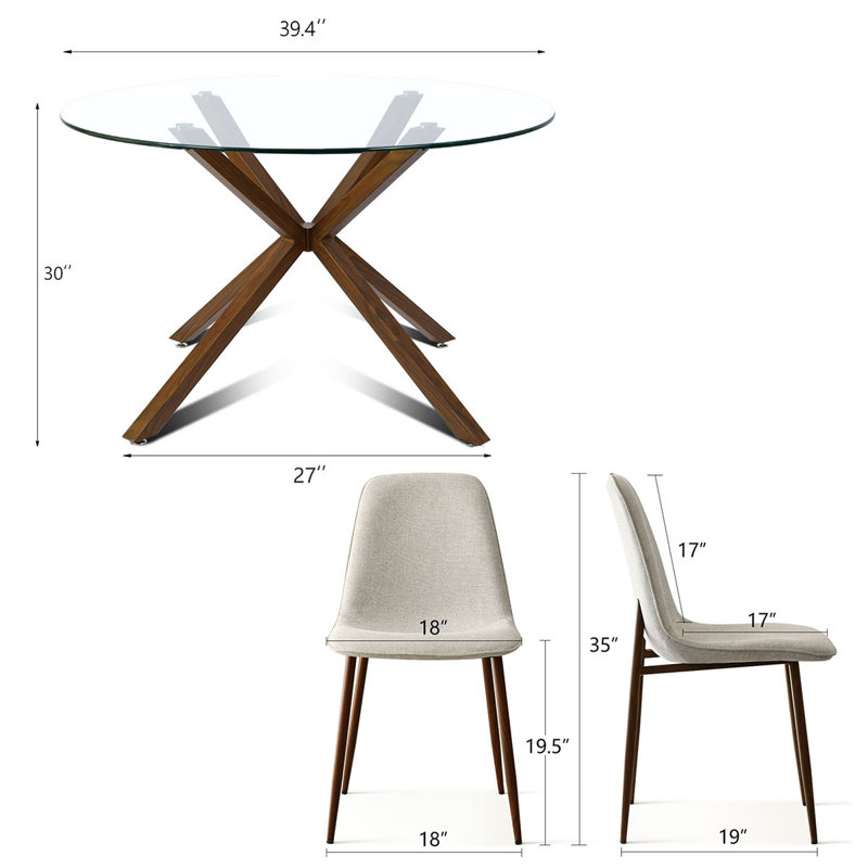 Kinnith 4 - Person Glass Top Pedestal Dining Set, Beige