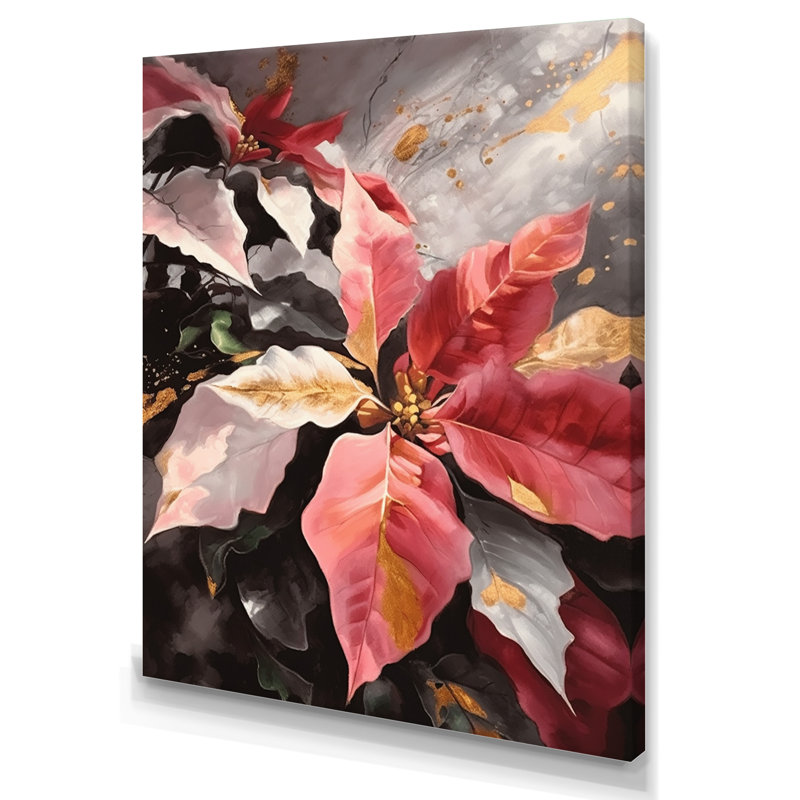 «Red Blossoming Poinsettias I», reproduction, H 32 po x l 24 po x P 1 po, Toile tendue