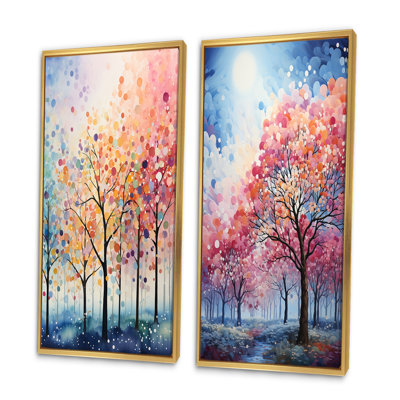 «Trees Field Pointillism Dot», 2 pièces