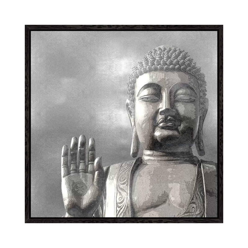 Silver Buddha by Tom Bray - Gallery-Wrapped Canvas Giclée on Canvas, 45.72 cm H x 45.72 cm W, Black Floater Framed