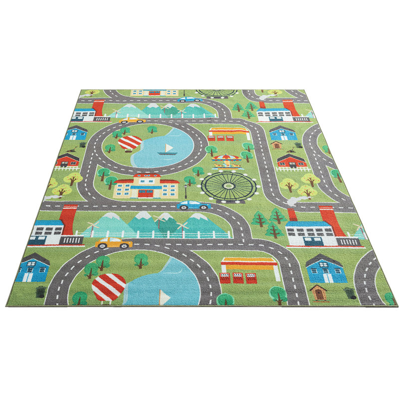 Hartsfield Happy Kids Green Rug, Rectangle 100 x 200cm