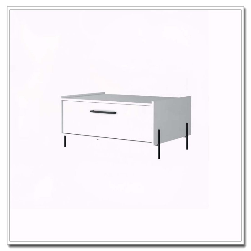 Table basse blanche avec porte rabattable, Blanc