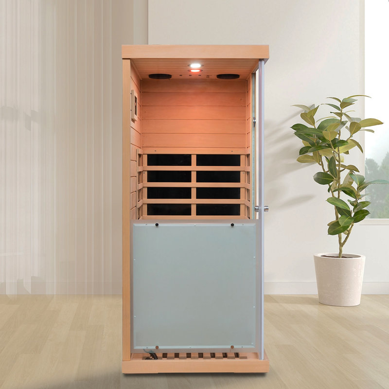 Sauna en verre avec ouverture à gauche