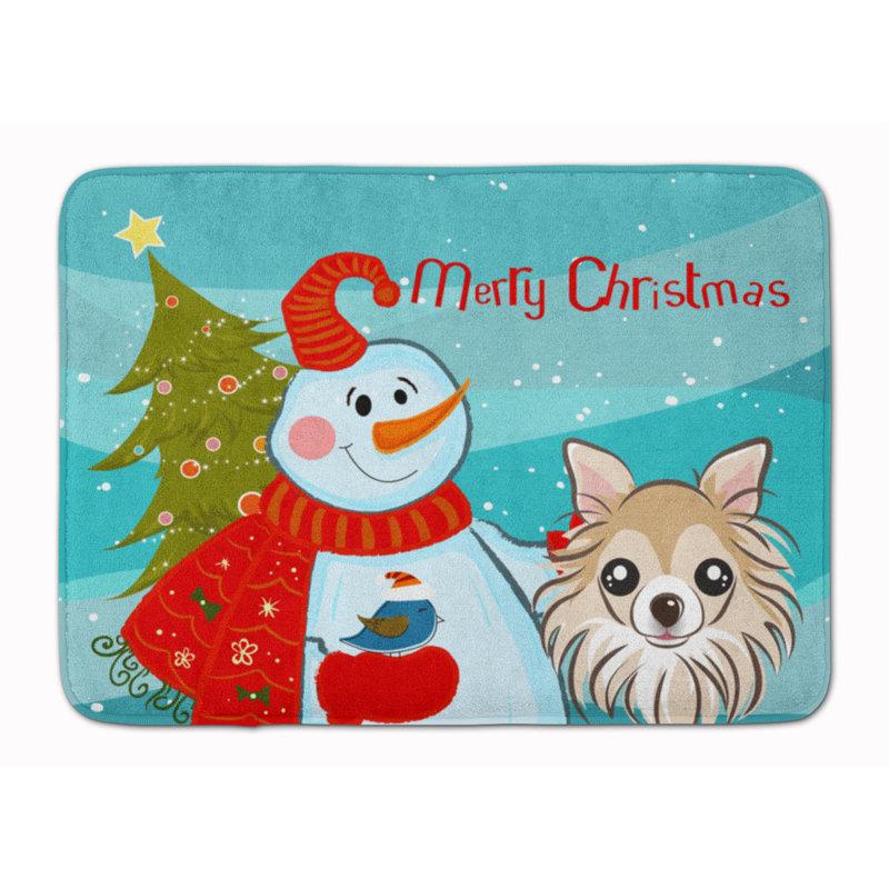 Tapis de bain en mousse à mémoire de forme bonhomme de neige chihuahua