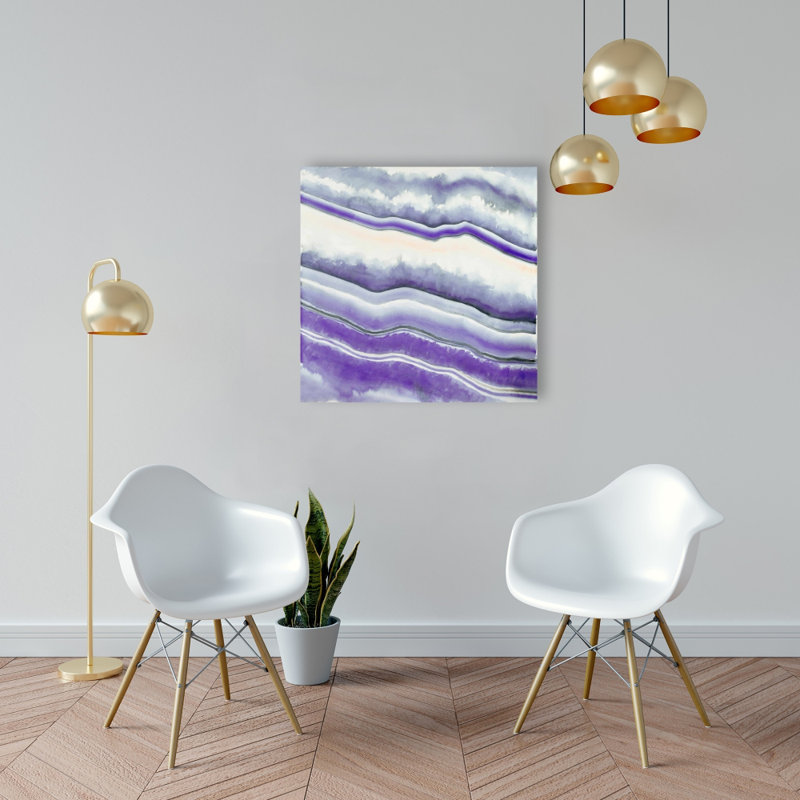 «Mauve Geode», toile abstraite - décoration murale moderne, H 24 po x l 24 po