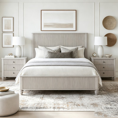 Solid Wood Bed Frame with Tall Headboard