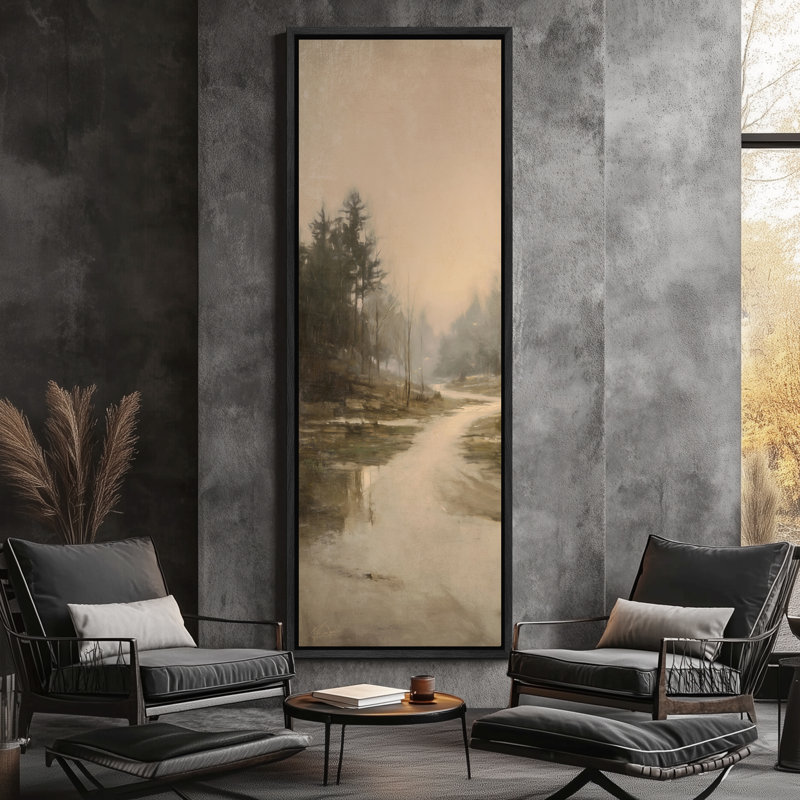Art mural rétro sur toile, impression de paysage naturel pour décoration murale rustique, H 60 po x l 20 po, Noir